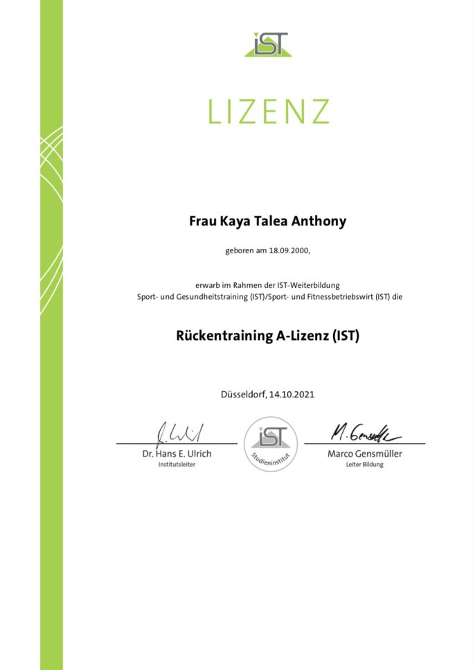 Rückentraining A-Lizenz