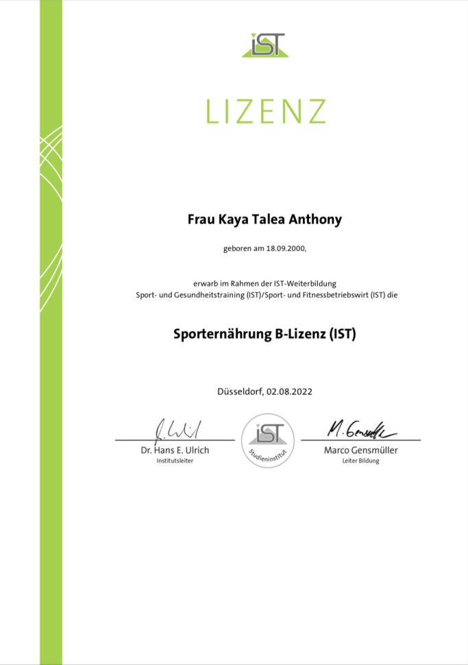 Sporternährung B-Lizenz